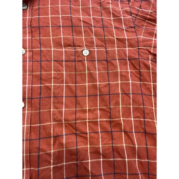ORVIS Men's Button Down Oxford Shirt L Orange Plaid long sleeve Long‎ Sleeve - Picture 5 of 7